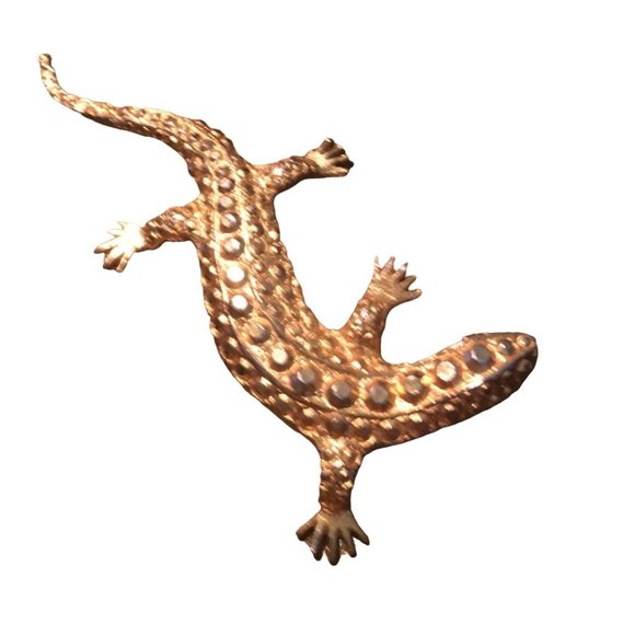 Amazing Vintage Great Lizard Gecko Anole Gold Statement Brooch 4 Inch - Picture 2 of 3